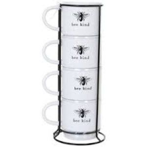 Heartland Hive:  Market Finds 4 Pc Stackable Espresso Mug Set - White